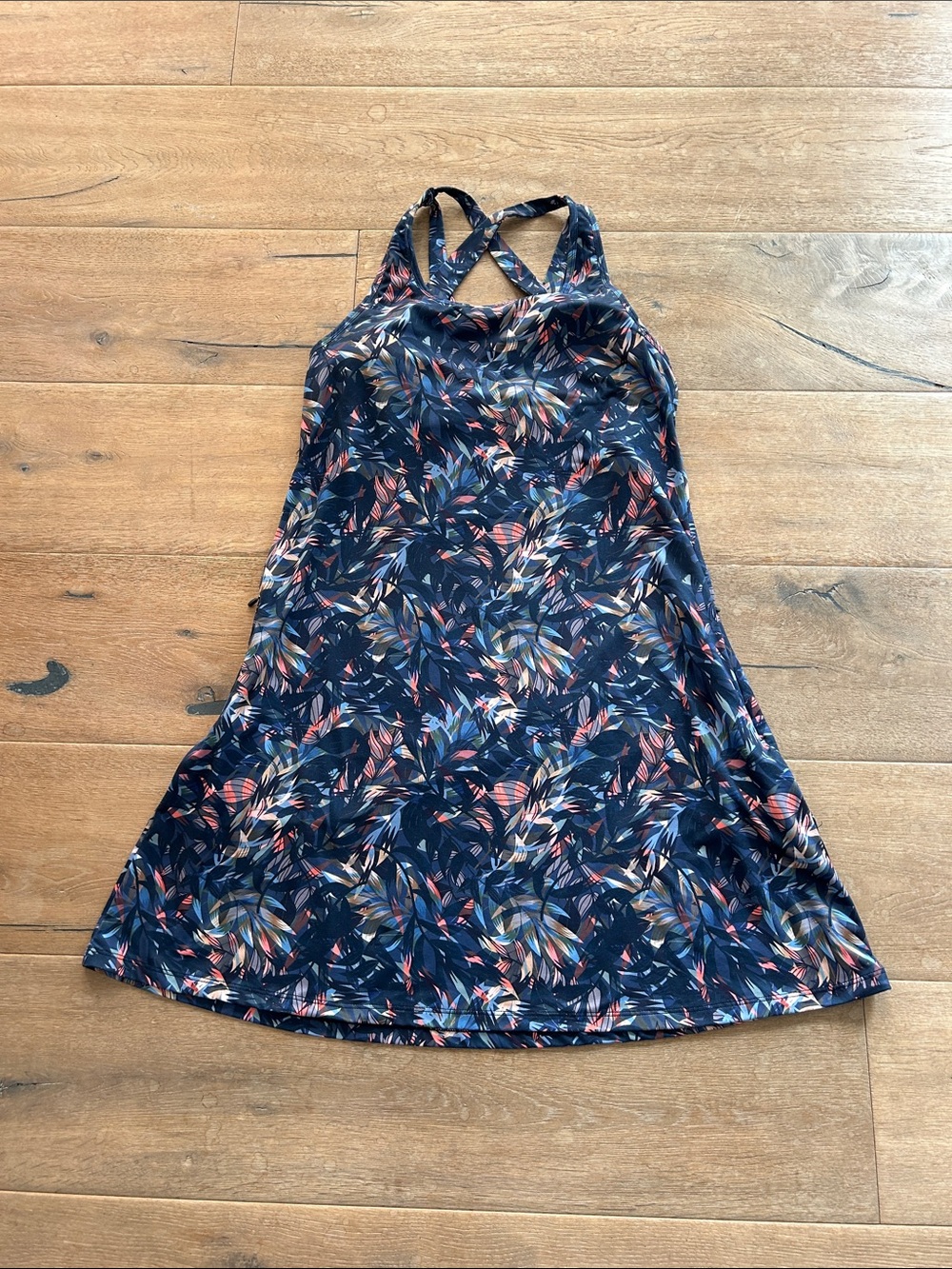 Kyodan Navy Floral-Print Athletic Dress with Strappy Back